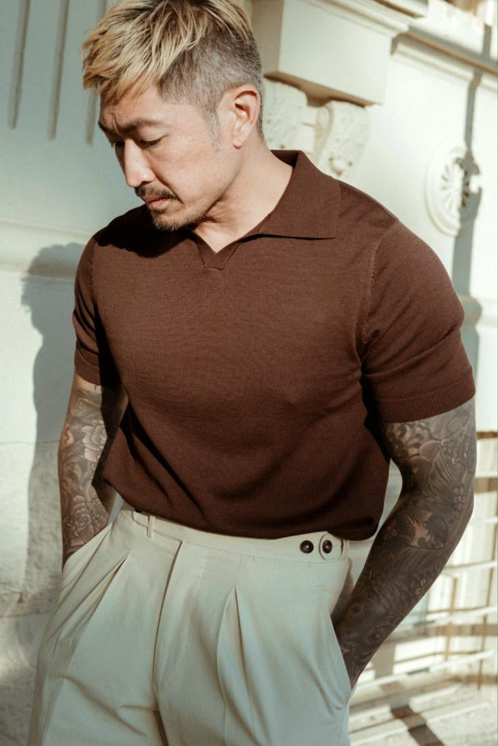 Short Sleeve Knitted Polo