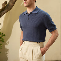 Cable Knit Short Sleeve Polo