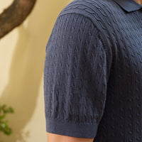 Cable Knit Short Sleeve Polo