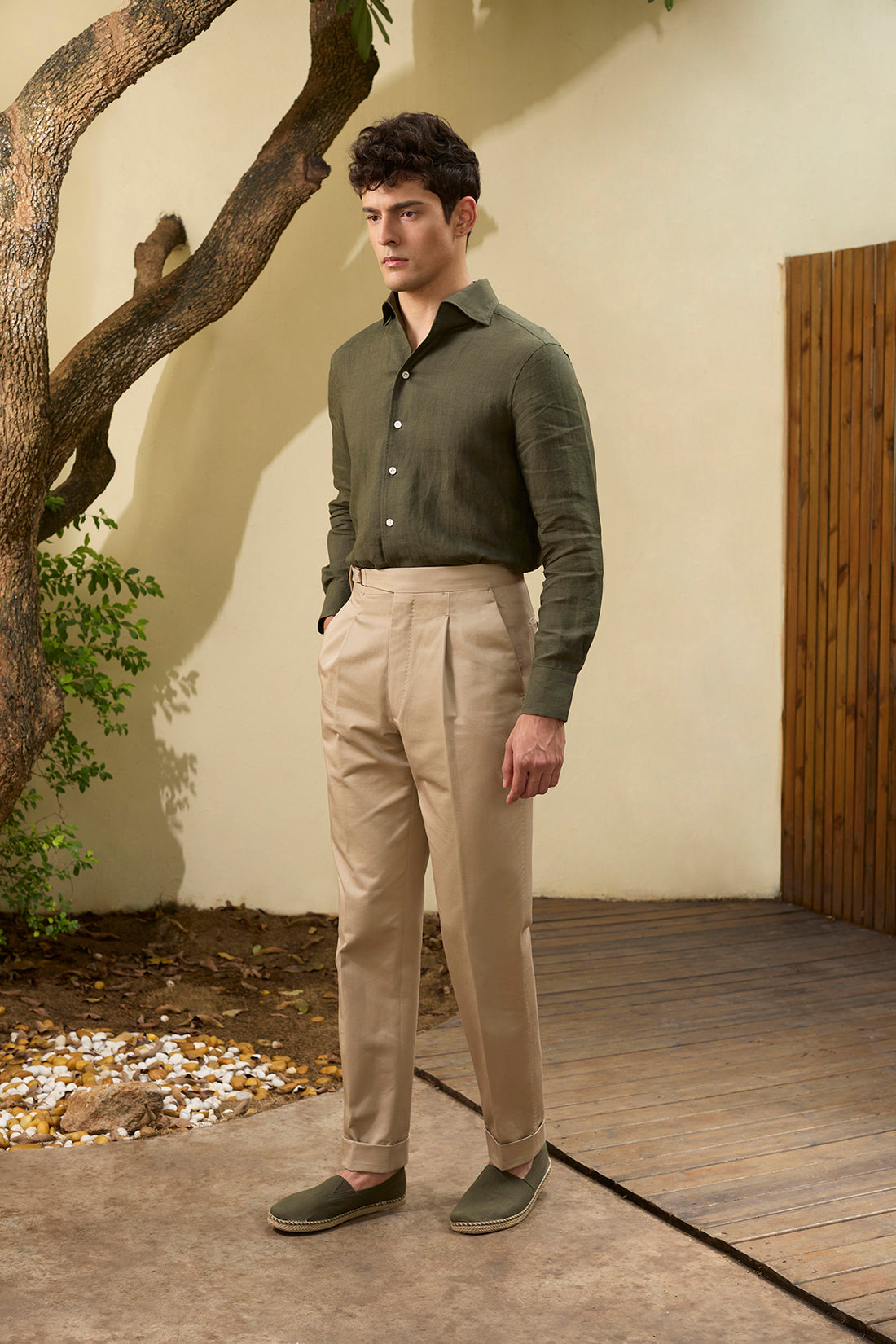 Olive Green Linen Shirt