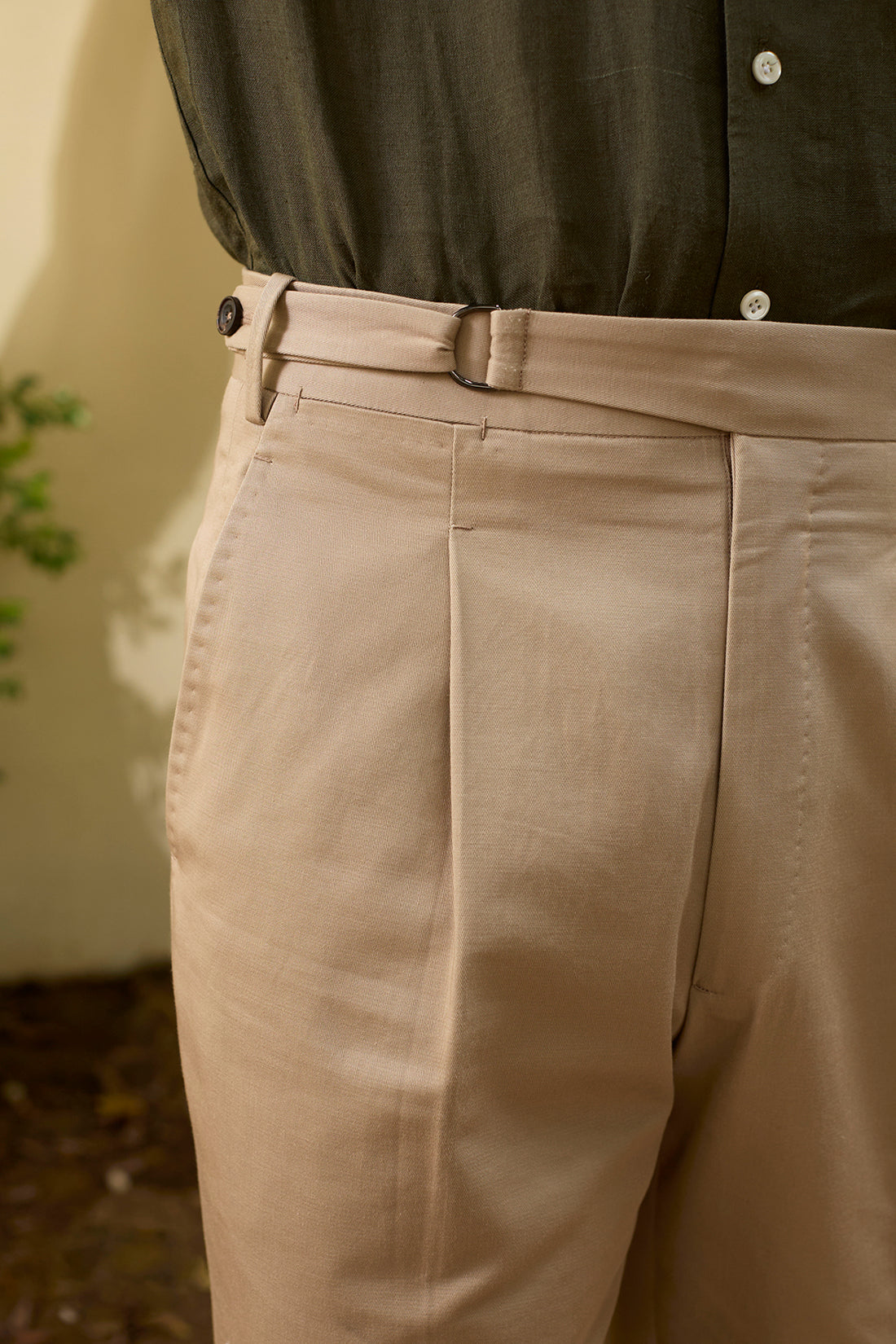 Cotton Single Reverse Pleated Chinos