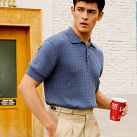 Cable Knit Short Sleeve Polo