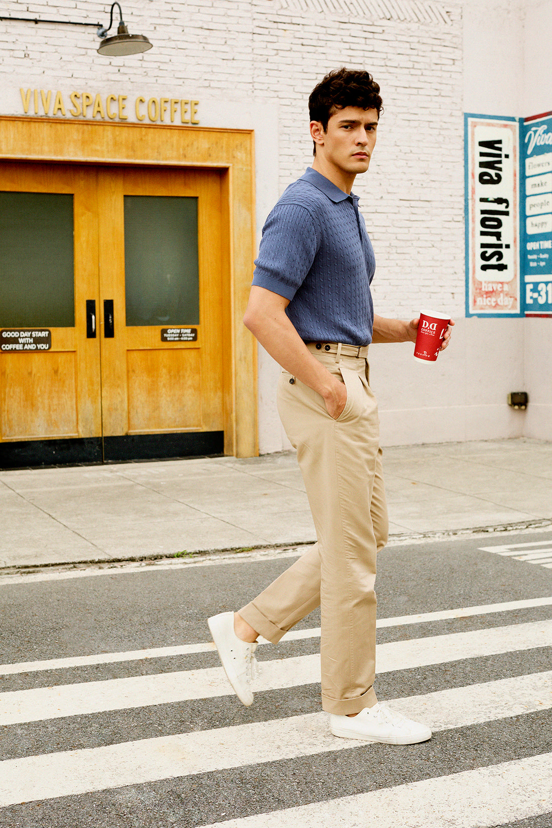 Cable Knit Short Sleeve Polo