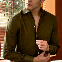 Olive Green Linen Shirt