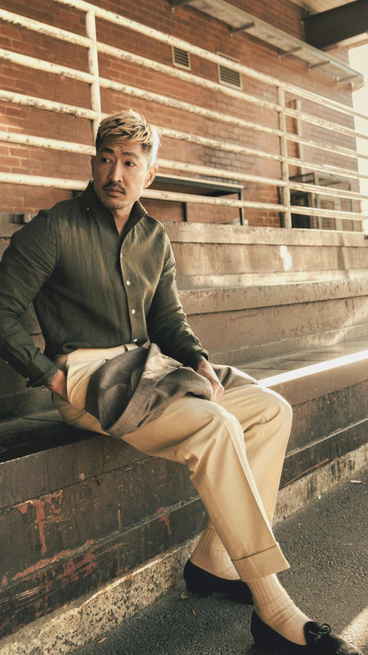 Olive Green Linen Shirt