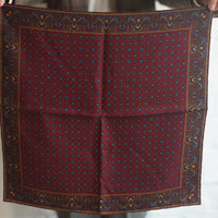 Burgundy & Navy Medallion Madder Silk Pocket Square