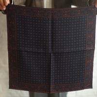 Navy & Gold Medallion Madder Silk Pocket Square