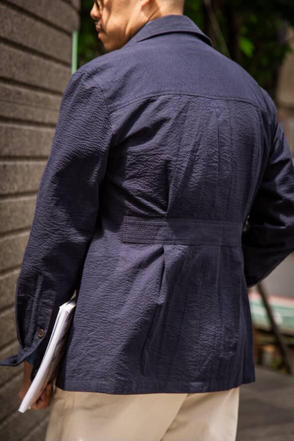 Navy Seersucker Caribbean Overshirt Jacket