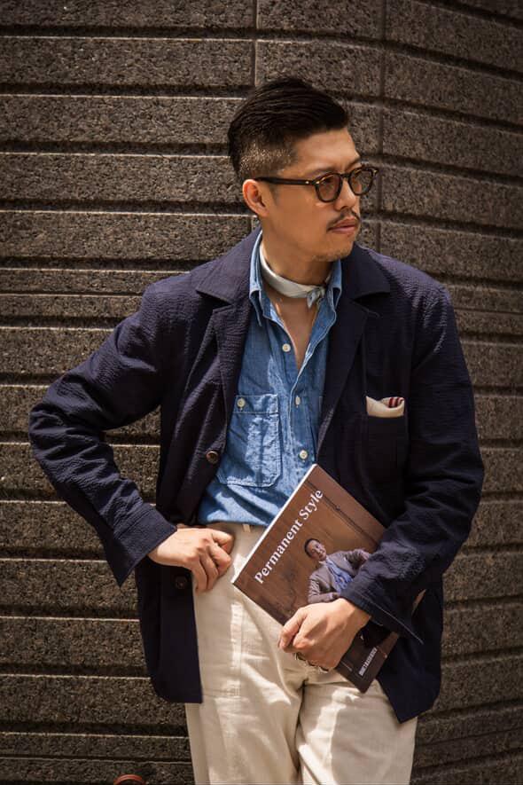 Navy Seersucker Caribbean Overshirt Jacket