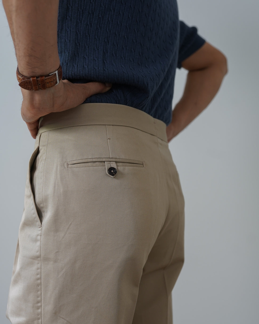 Cotton Single Reverse Pleated Chinos