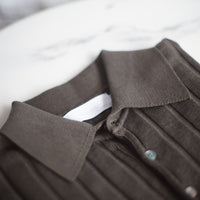 Short Sleeve Stripes Knitted Polo