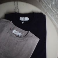 Short Sleeve Knitted Tee (Light Grey, Navy)