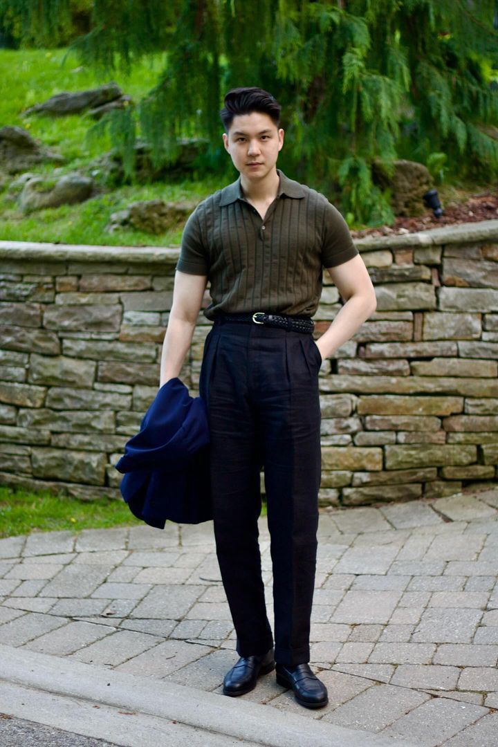 Short Sleeve Stripes Knitted Polo