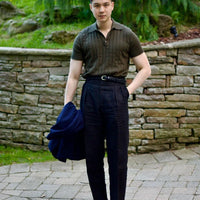 Short Sleeve Stripes Knitted Polo