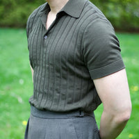 Short Sleeve Stripes Knitted Polo