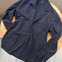 Navy Seersucker Caribbean Overshirt Jacket