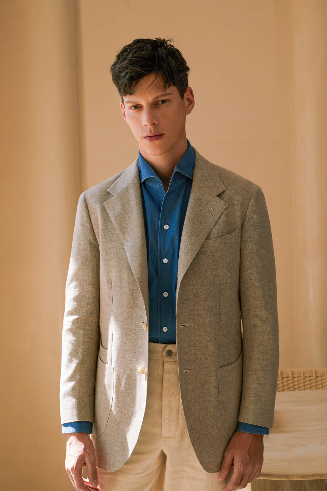 Beige Wool Linen Sport Jacket