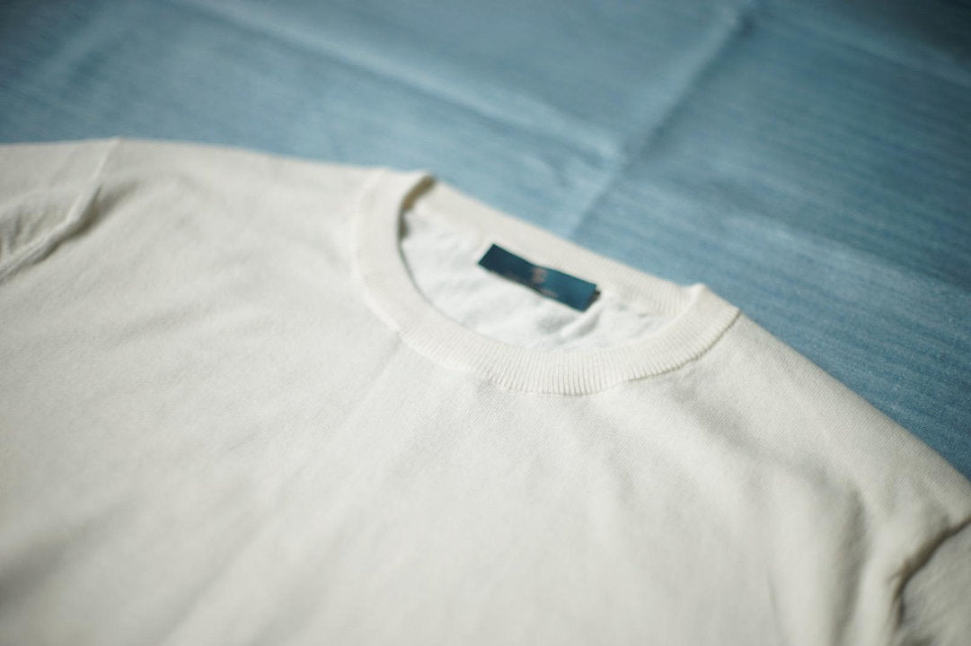 Short Sleeve Knitted Tee (Cream White, Sandstone)