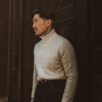 Off White Cable Knit Turtleneck