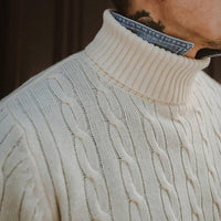 Off White Cable Knit Turtleneck