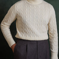 Off White Cable Knit Turtleneck