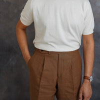 Short Sleeve Knitted Tee (Cream White, Sandstone)