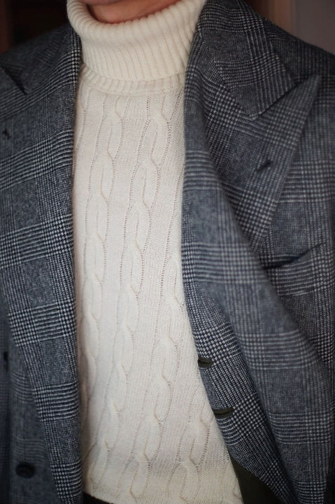 Off White Cable Knit Turtleneck