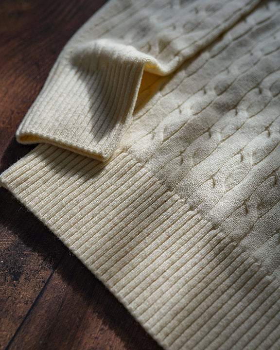 Off White Cable Knit Turtleneck