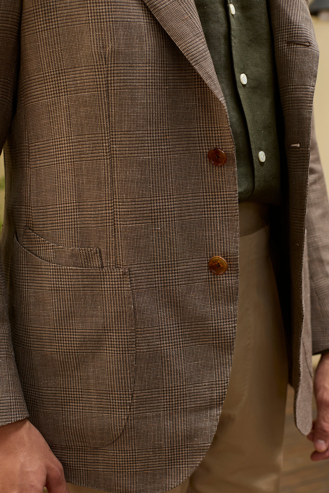 Brown Wool Linen POW Jacket