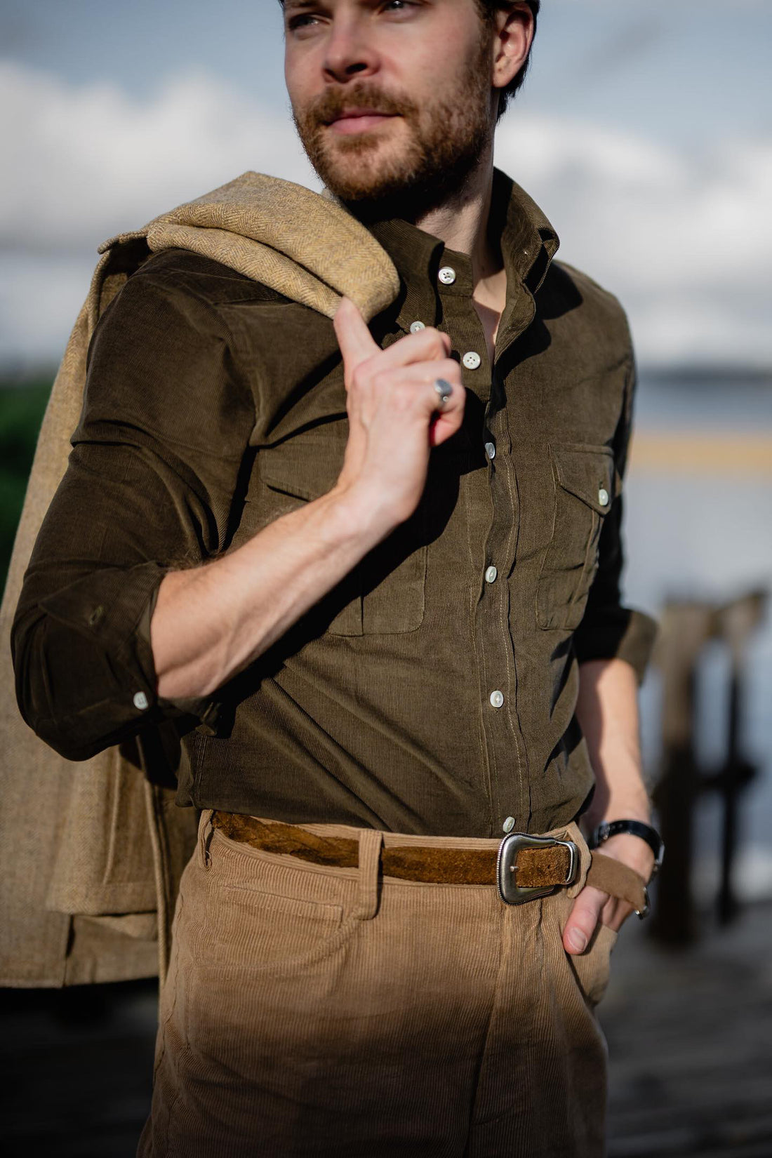 Green Corduroy Worker Shirt