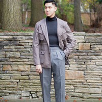 Brown Herringbone Teba Field Jacket