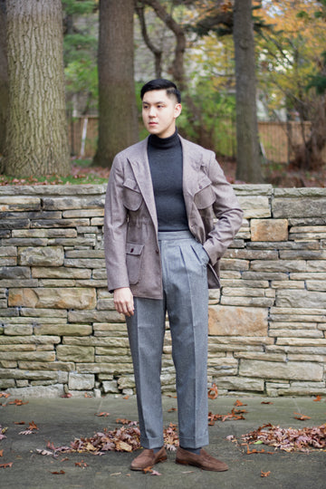 Brown Herringbone Teba Field Jacket