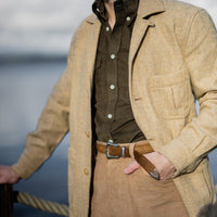 Oatmeal Herringbone Tweed Caribbean Overshirt Jacket