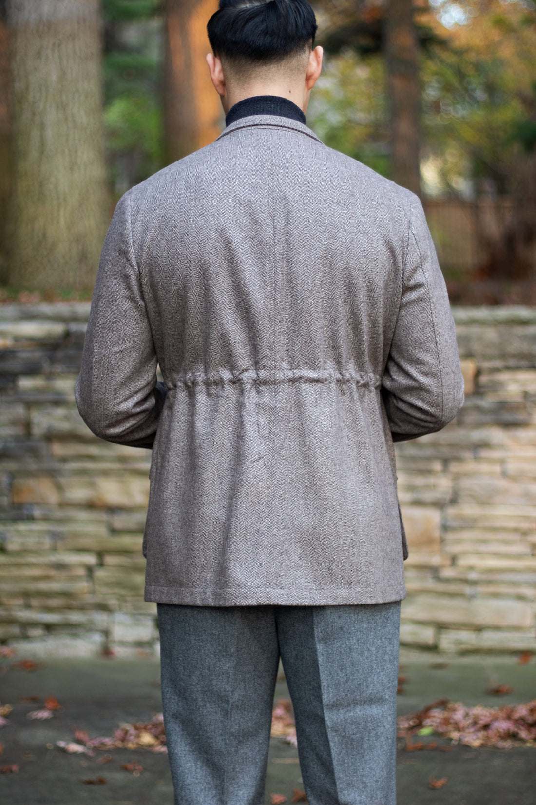 Brown Herringbone Teba Field Jacket