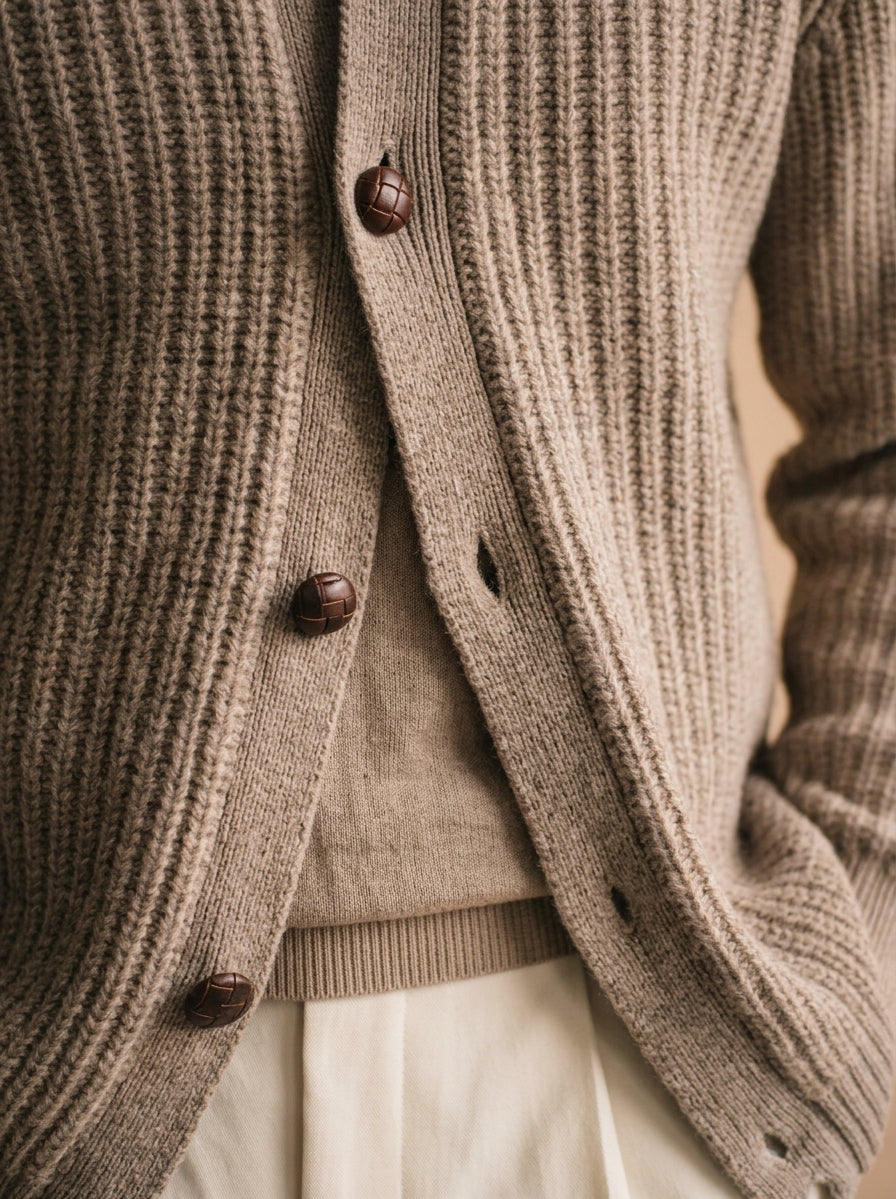 Cashmere Ribbed Cardigan Jacket