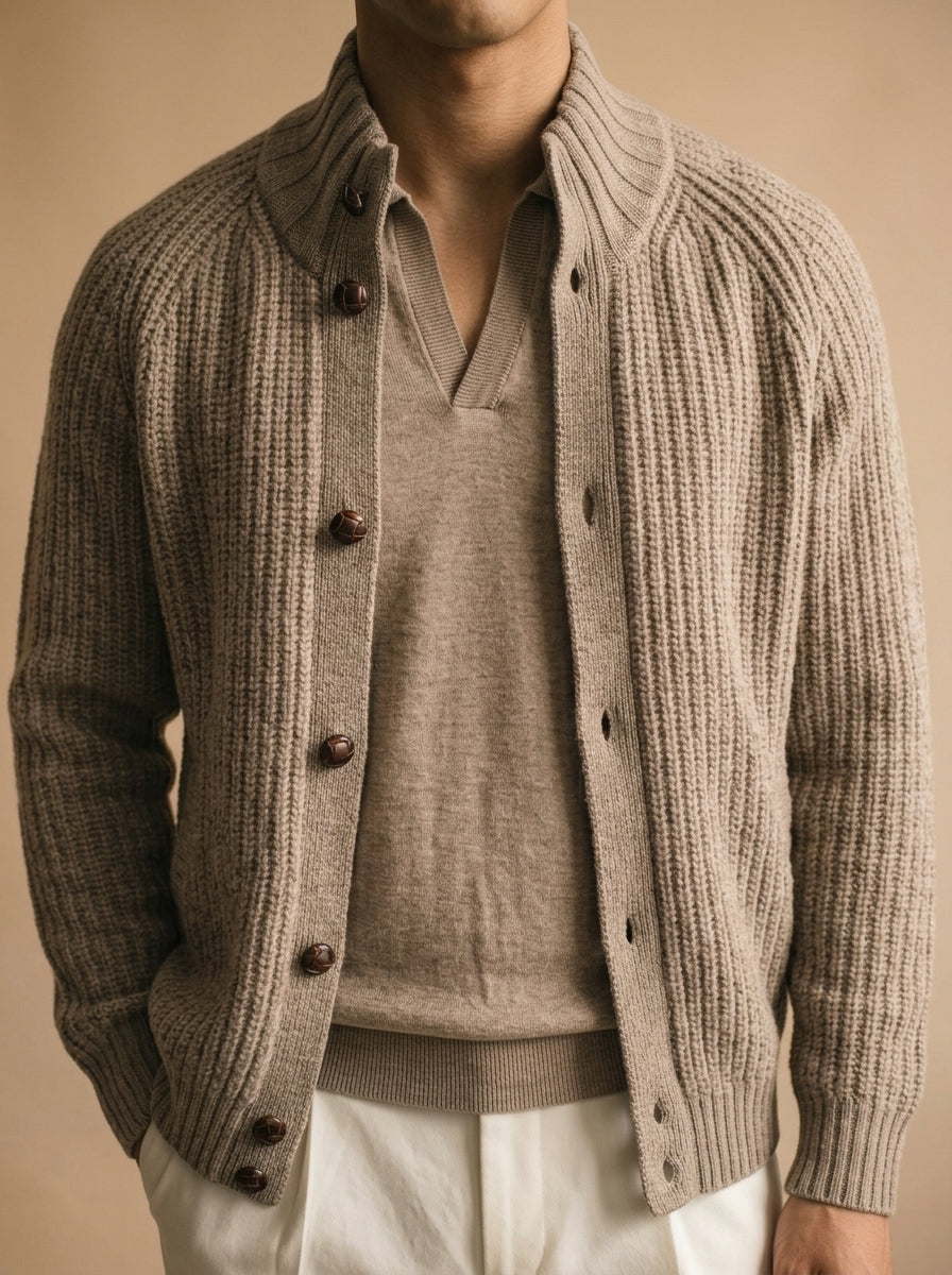 Cashmere Ribbed Cardigan Jacket