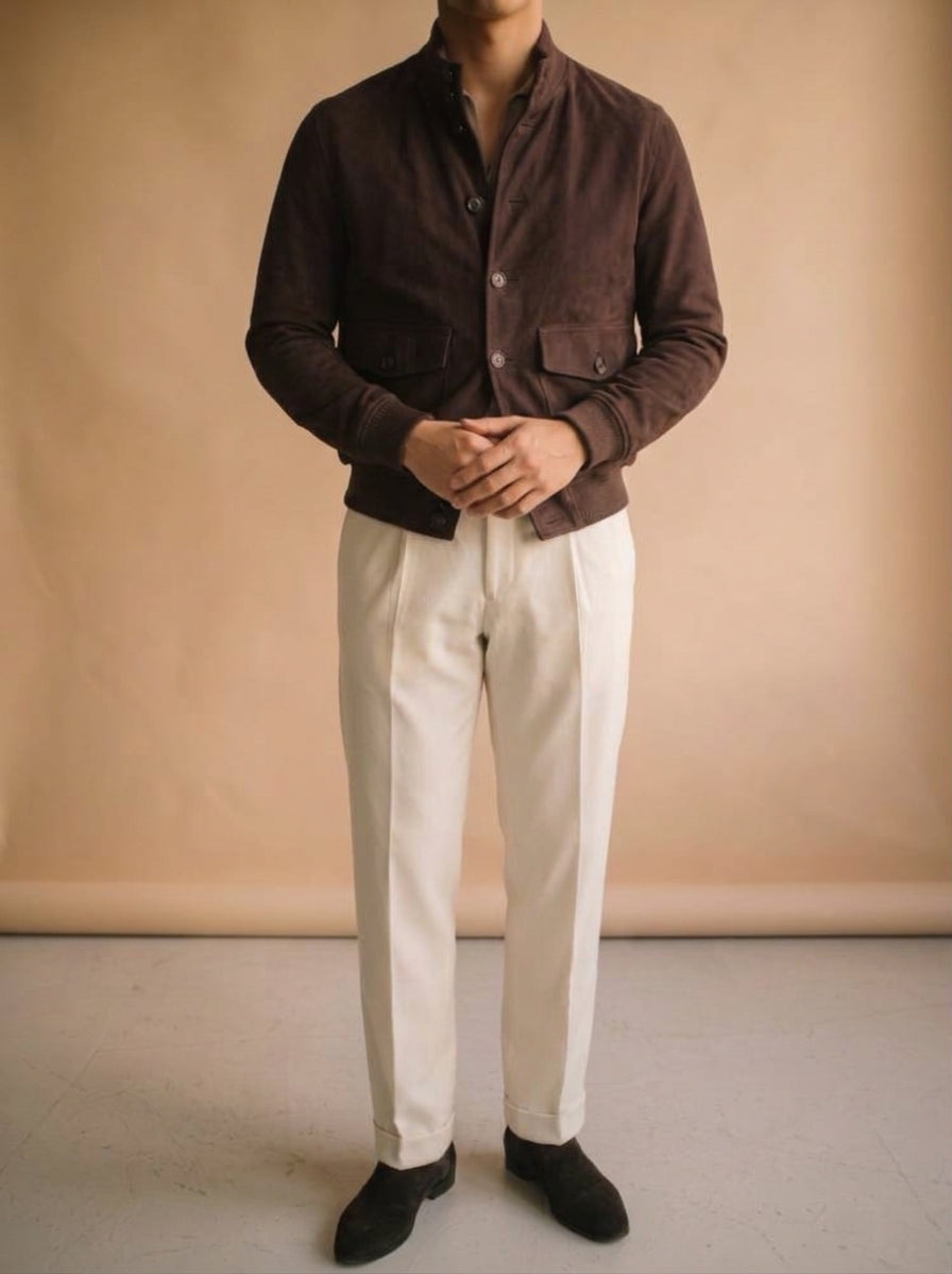 Chocolate Brown Lamb Suede A1 Jacket [Made-to-Measure (MTM)]