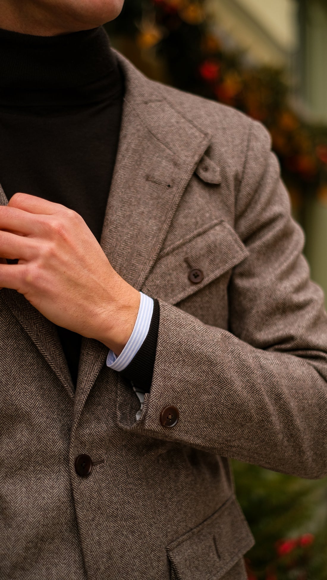 Brown Herringbone Teba Field Jacket