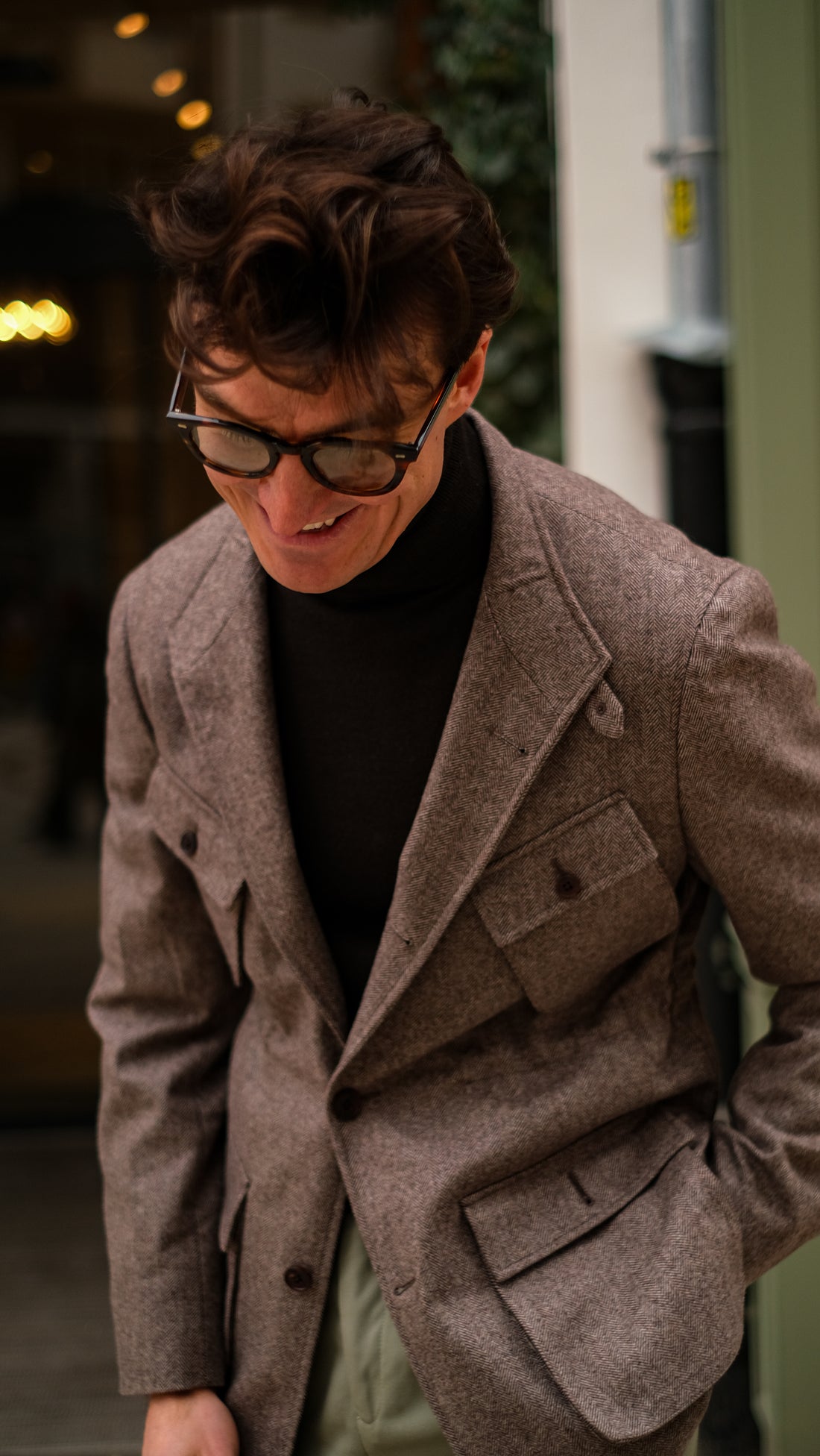 Brown Herringbone Teba Field Jacket