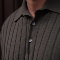 Short Sleeve Stripes Knitted Polo