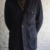 Navy Lamb Suede Field Jacket [Made-to-Measure (MTM)]