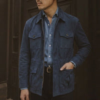 Navy Lamb Suede Field Jacket [Made-to-Measure (MTM)]