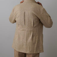 Oatmeal Herringbone Tweed Caribbean Overshirt Jacket