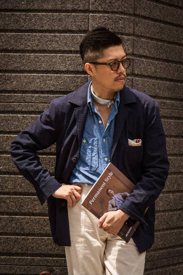 Navy Seersucker Caribbean Overshirt Jacket