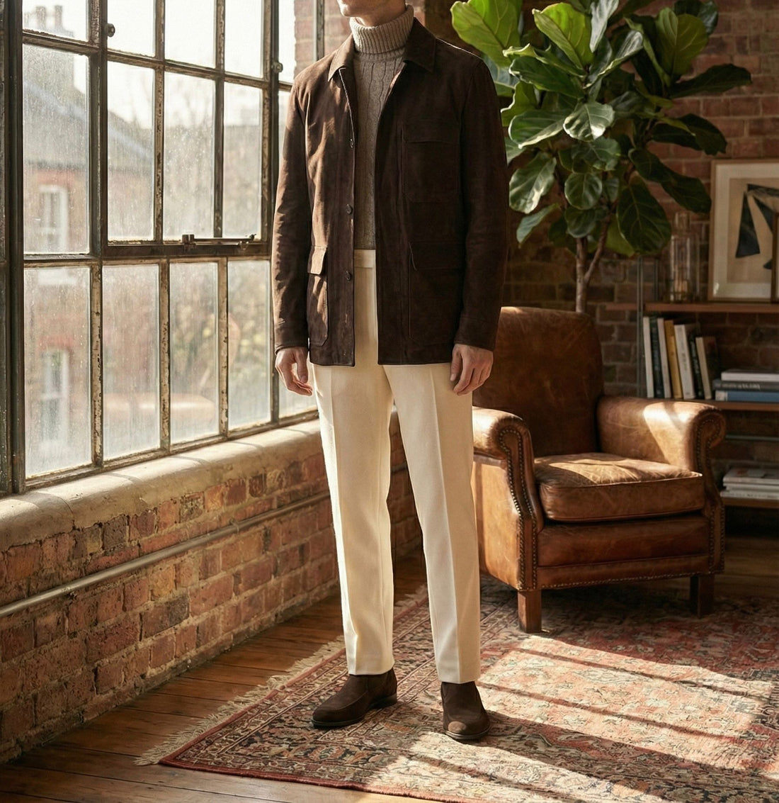 Chocolate Brown Lamb Suede Overshirt [Made-to-Measure (MTM)]