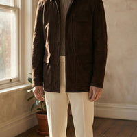 Chocolate Brown Lamb Suede Overshirt [Made-to-Measure (MTM)]