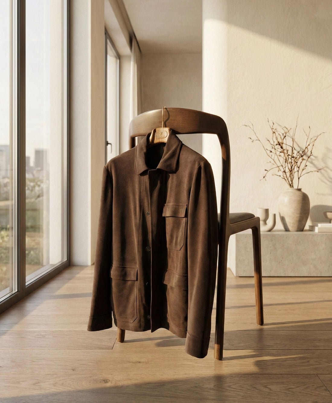 Chocolate Brown Lamb Suede Overshirt [Made-to-Measure (MTM)]