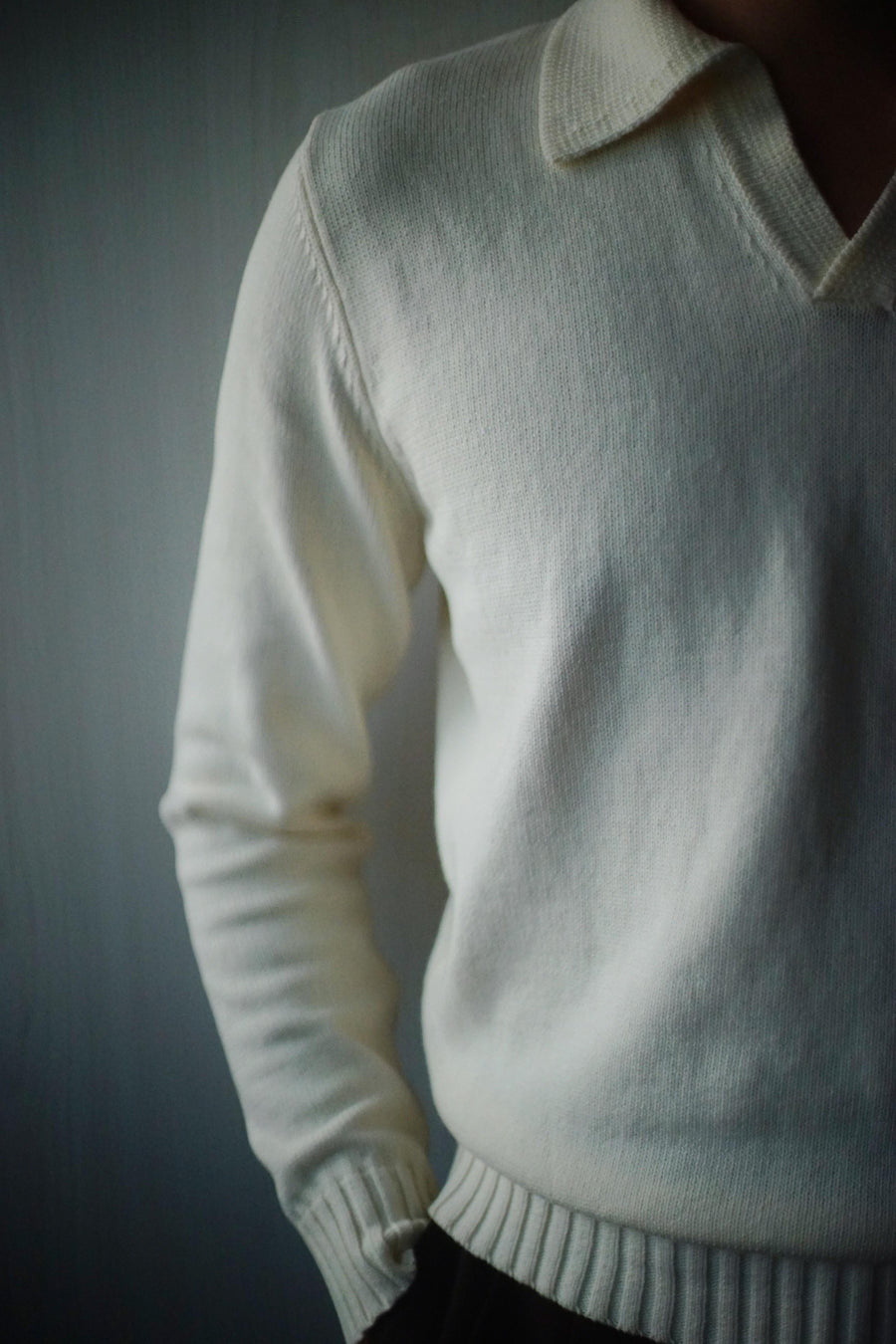 Ecru White Long Sleeve Polo