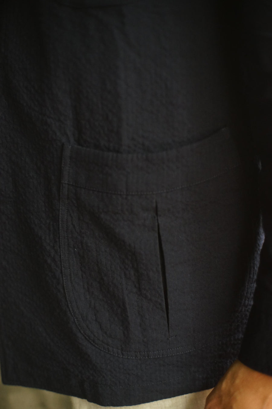 Navy Seersucker Caribbean Overshirt Jacket