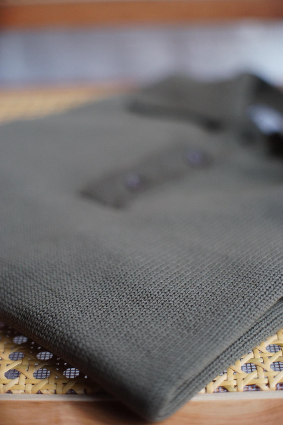 Olive Low Gauge Knit Polo